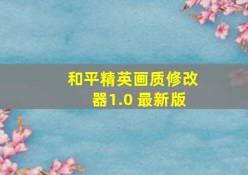 和平精英画质修改器1.0 最新版